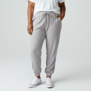 Collective Concepts Gray Ribbed Knit Jogger Lounge Pants 2X NWT